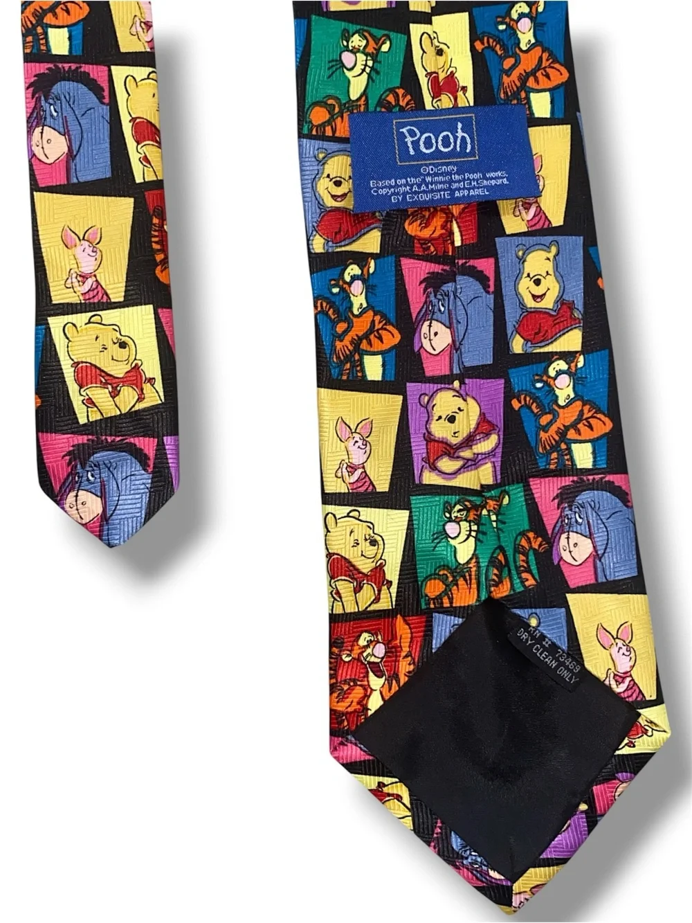 Vintage 90’s Licensed Winnie the Pooh Character Tie - Multicolor Cartoon Squares